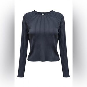 The Kooples Black Ribbed Long Sleeve Top